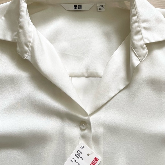 Uniqlo satin long sleeve button up blouse shirt xxs - Picture 4 of 7